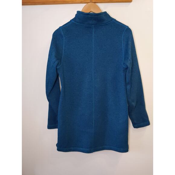 Lands' End Sport Women's Medium Turquoise Fleece Cowl Neck Pullover - Picture 2 of 7
